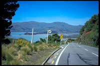 Blick auf die Banks Peninsula und Abfahrt nach Lyttelton