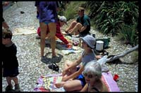 Kiwiburger am Strand